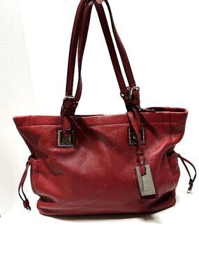 Calvin Kline crimson red leather shoulder bag